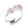 Natural Rose Quartz Rough 925 Sterling Silver Jewelry Ring Size Adjustable e3A46