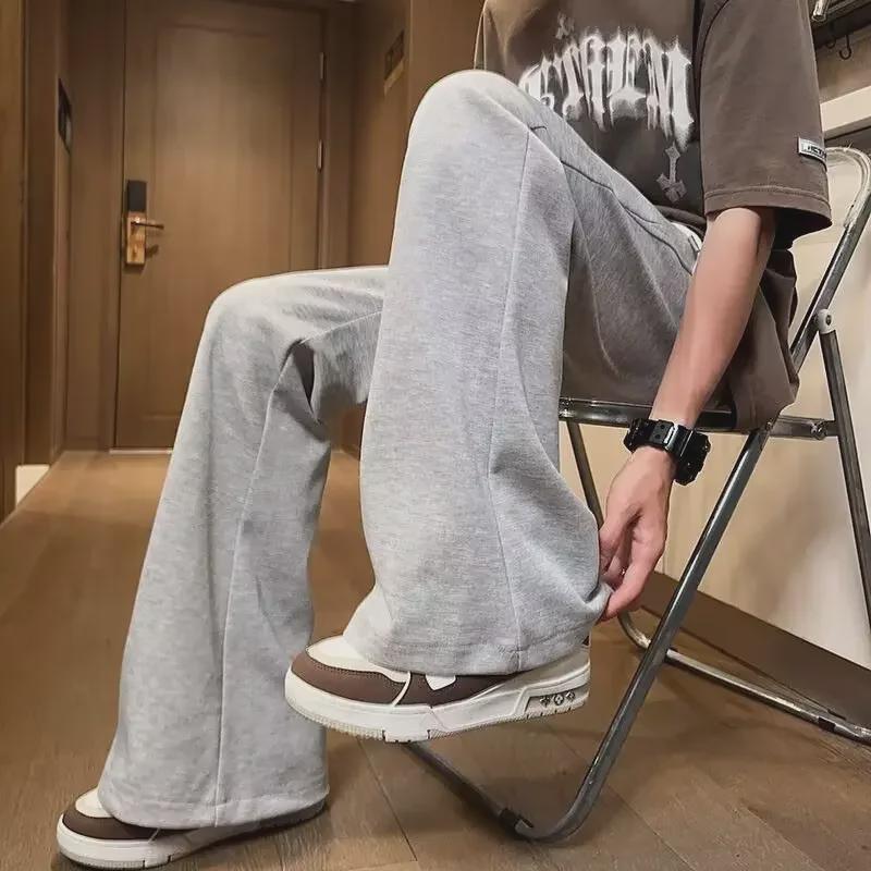 Унисекс летние ретро-штаны с широкими штанинами и завязками - слегка расклешенная драпировка, спортивные брюки длиной до пола