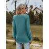 GMXIA Autumn Women's Long Sleeve T-shirt Solid Color V-neck Simple Gauze Bubble