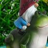 Cartoon Garden Gnomes Figurine Funny Dwarf Sculpture Creative Gnome Riding Frog Statue  Home