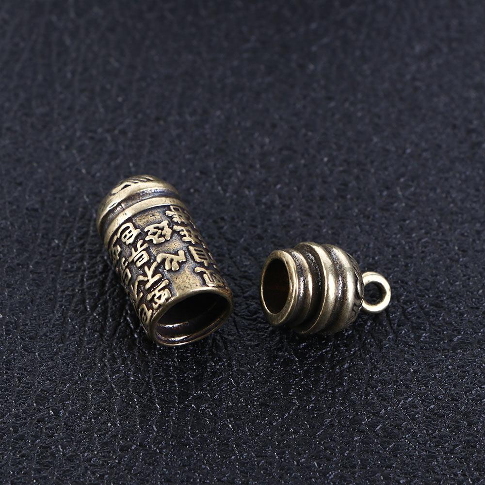 Brass Openable Cylindrical box Necklace Pendant Travel Pill Case Pill Box Buddhist Pendant