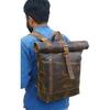 New Leather Travel Laptop Backpack 17 Inch Vintage Genuine Rucksack Collage Hiking Camping Shoulder Brown Bag For Men and Women