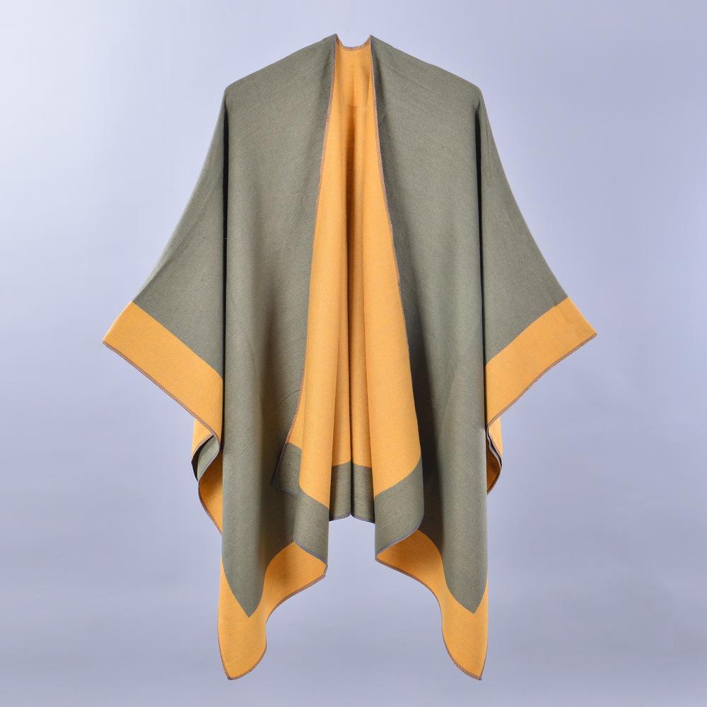 Women's Versatile Solid Color Spring Scarf Shawl - Imitation Cashmere Poncho for All Seasons