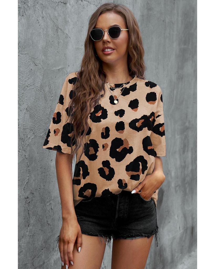 Azura Exchange Leopard Print Loose T-Shirt