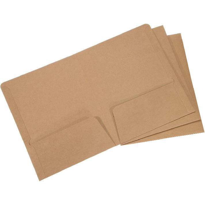 PATIKIL Two-Pocket Folders, 3 Pack A5 Size Letter Files Portfolio Storage Organizer Folder for Office Business, Brown