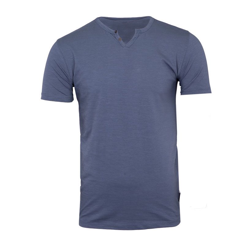 BLAGGIO Мужская однотонная футболка Manu-B с V-образным вырезом и пуговицами