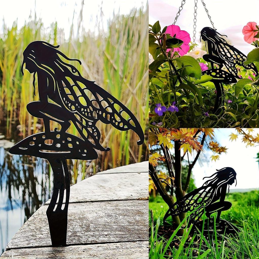 Cross-Border Garden Fairy Metal Ground Stakes - Outdoor Lawn & Flower Pot Decorations