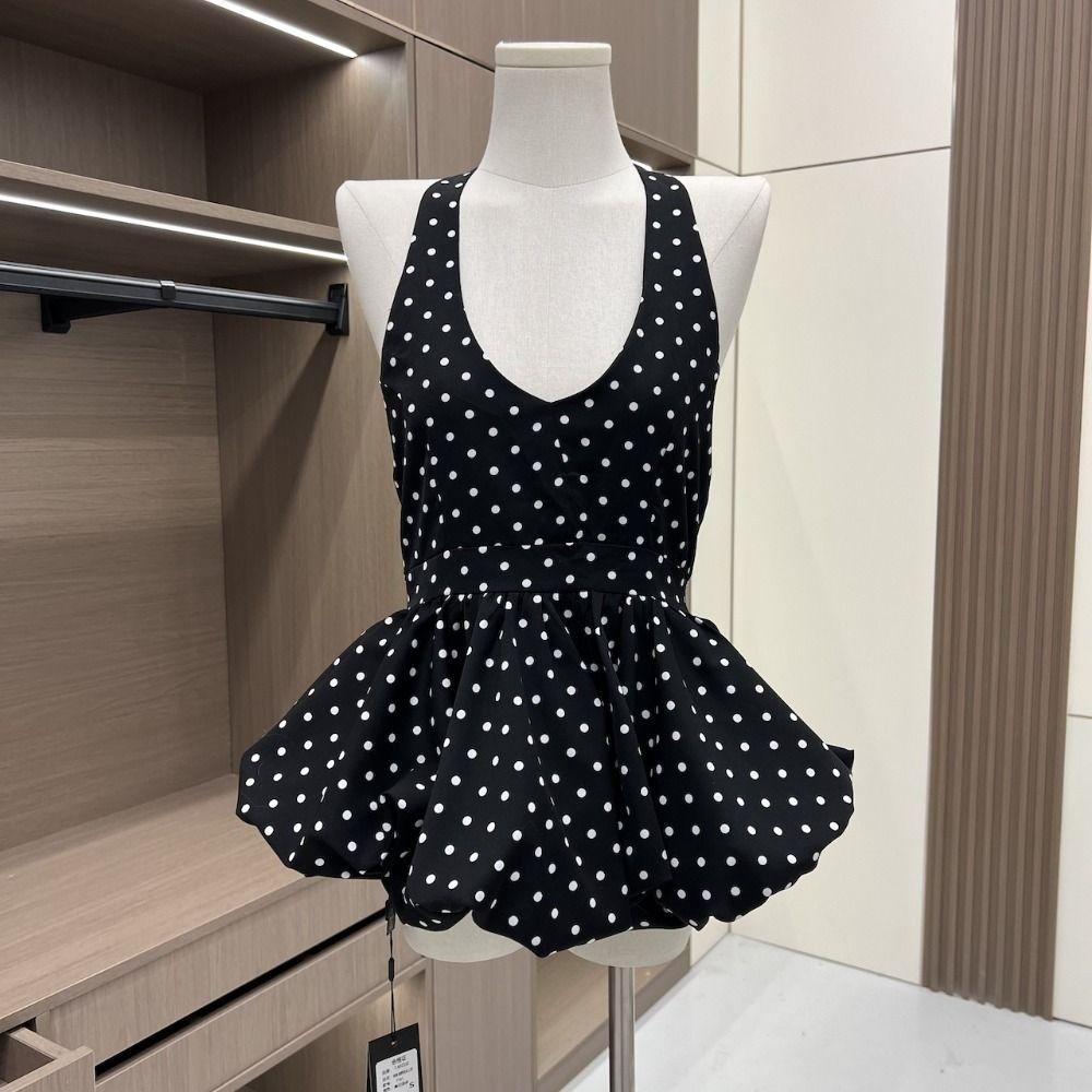 V-neck Halter Ruffle Vest Top Y2k Women Camisole Fashion Sleeveless Crop Top  Spring Summer