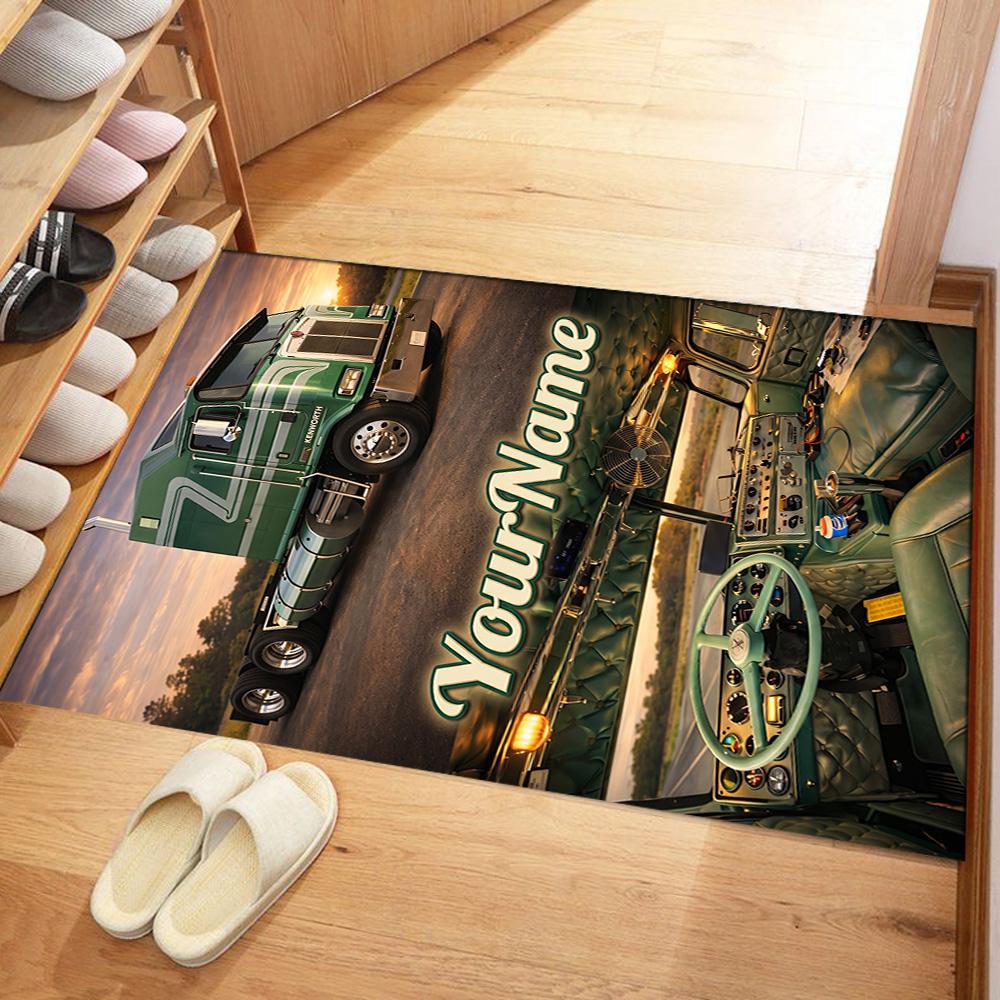 Peterbilt Heavy Trucks Customizable Name Carpet Suitable for Living Rooms Foyer Balcony Entryway Anti-slip Rug Anime Office Decor