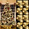 Glowing Ribbon Garland On Christmas Tree Golden Garland Christmas Decorations Indoor Outdoor Party Decorations