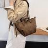 Yogodlns New Womens PU Leather Shoulder Bags Retro Tote Bag Autumn Winter Suede Large Capacity Shoulder Bag Versatile Commuting Bag