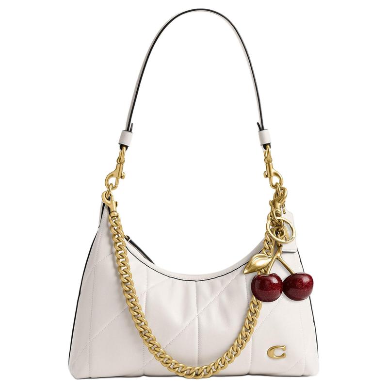 COACH JLIET 25 Letter Engraved Metal Accessories Sheepskin Shoulder Bag Medium Women's Chalk White