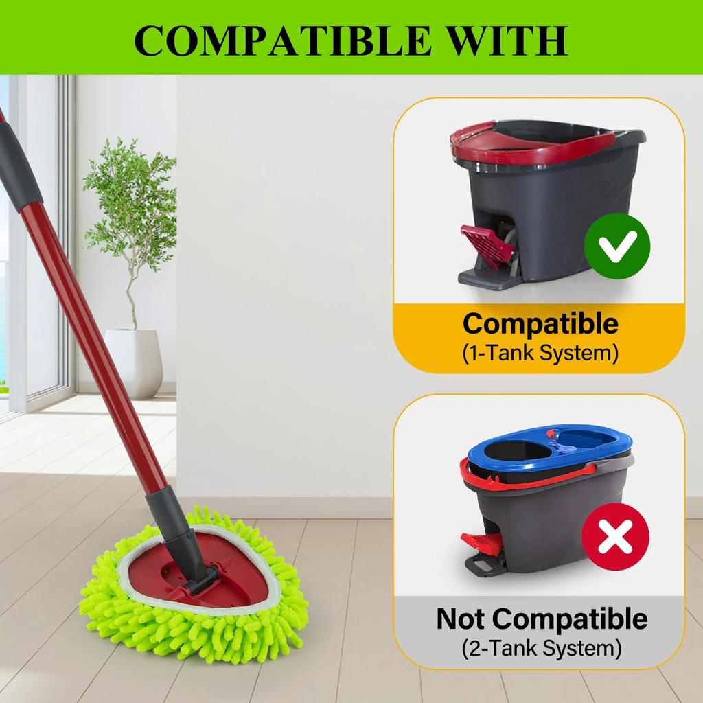 Сменная насадка-швабра из микрофибры и шенилла для швабры O-Cedar/Vileda Easywring с системой с двумя резервуарами, Микрофибровые шениллевые салфетки для швабры