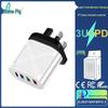 Универсальное многопортовое зарядное устройство: 3 USB + Type-C, 5 В/2,4 А, вилка EU/US/UK, для путешествий/дома