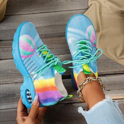 Модные весенние кроссовки Женские модные с круглым носком Глубокий вырез Глубокая сетка Дышащие На шнуровке Мягкая подошва Нескользящая обувь
