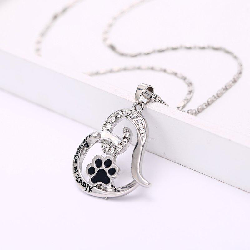 Подвеска в виде сердца собаки, полая подвеска на День матери, ключица, женское ожерелье с кристаллами