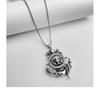 Vintage Skull Pendant Necklace Women Men Gothic Punk Jewelry Copper Heavyweight Statement Piece With Pearl Chain
