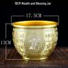 Brass Rice Jar: Home Decoration Treasure Basin with Hundred Blessings Couplet