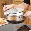 Kitchen Oil Fryer 304 Stainless Steel Deep Pot with Thermometer Drain Rack And Splatter Tempura Frying Lid Temp Control Saving Pot Multipurpose