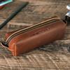 Винтажный кожаный пенал ручной работы на молнии, простой студенческий мешочек для хранения канцелярских принадлежностей, квадратный чехол для шариковой ручки
