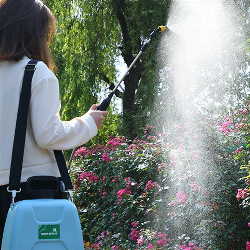 Опрыскиватель с двигателем A74E, 5 л, для газонов, для сорняков, с 2 форсунками, телескопической штангой и регулируемым плечевым ремнем