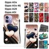 Handmade PU Leather Flip Case for Oppo A3x/Oppo A3x 4G/Oppo A20/Oppo A5i Anti-Slip Shockproof Cover with Wrist Strap & Heart/Rose Cat Designs