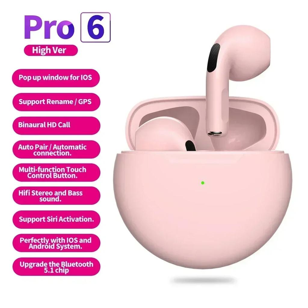 Беспроводные наушники Air Pro 6 TWS с микрофоном, Bluetooth-наушники, спортивная гарнитура для бега для Apple iPhone, наушники Xiaomi Pro6