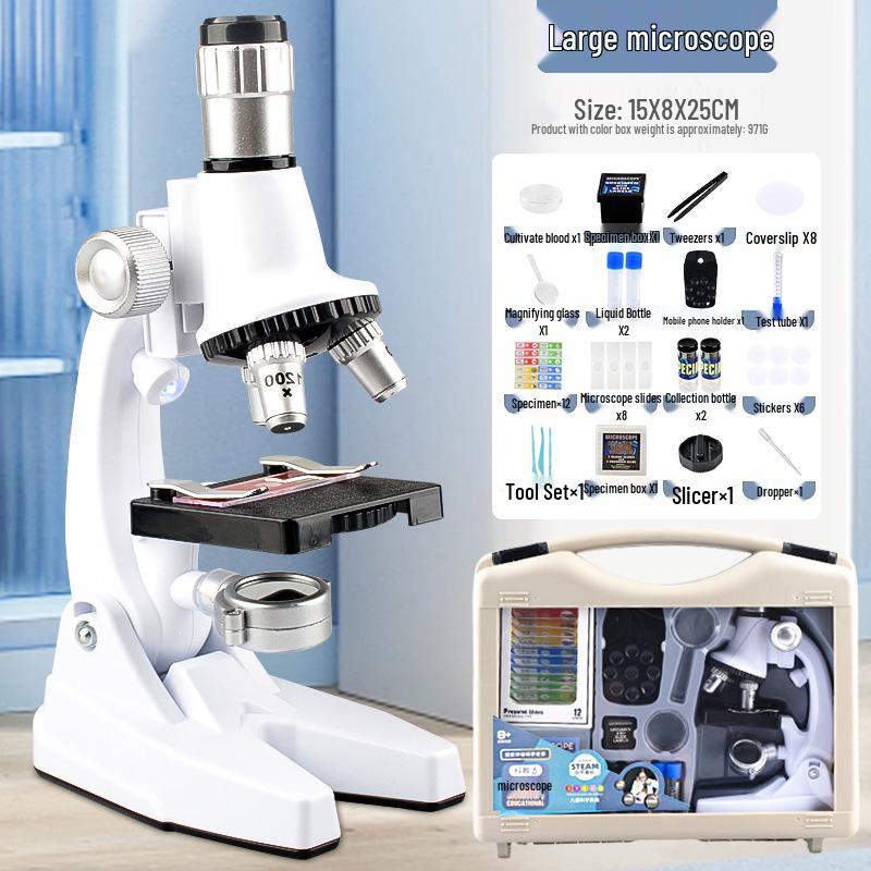 1200x Microscope Set for Kids - Portable Science Experiment Kit for Elementary Students