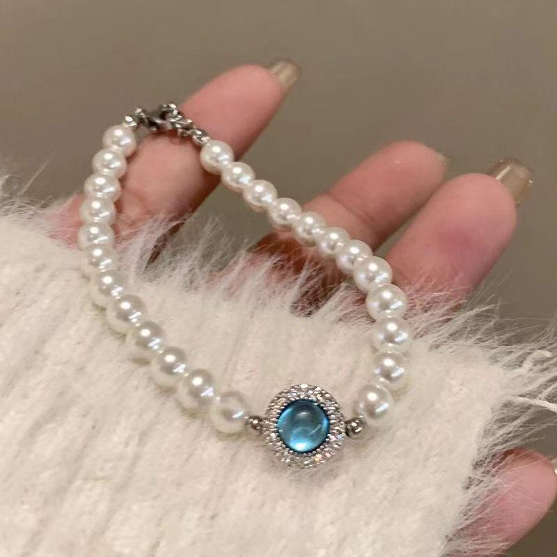 Aquamarine Imitation Pearl Bracelet Women'S Niche Versatile Bracelet Light Luxury High-End Accessories ·