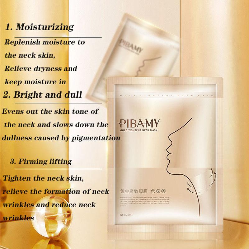 Маска для шеи Biba Beauty Gold Neck Mask увлажняющая, омолаживающая, лифтинговая, против мелких морщин (10 кусочков)