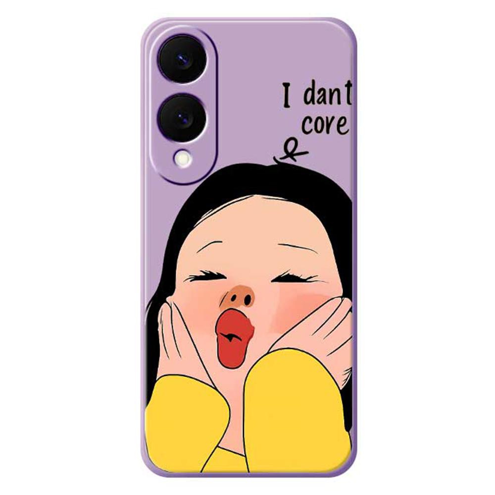For Samsung Galaxy S25 Edge Case Girl Holding Face Pattern Printing Straight Edge TPU Phone Back Cover