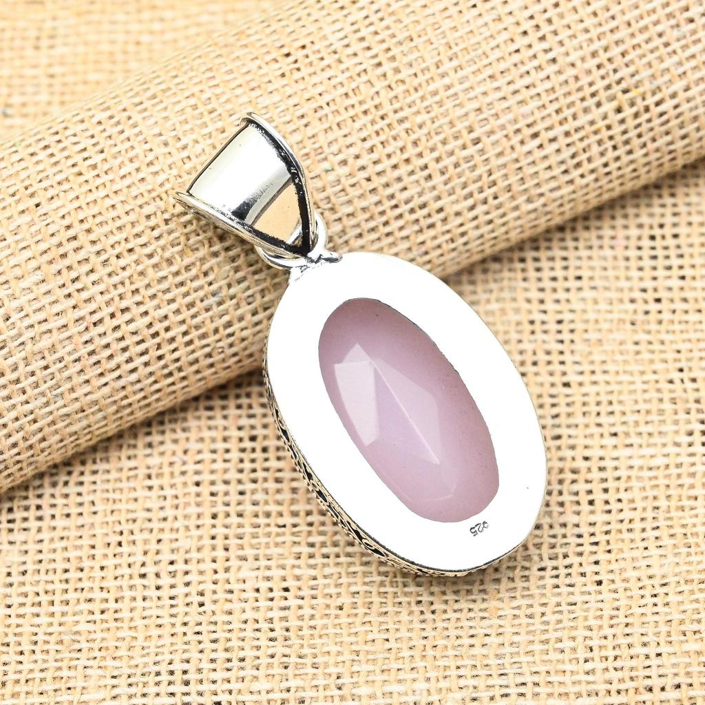 Фантастический розовый халцедон драгоценный камень стерлингового серебра 925 пробы ручной работы прекрасный ювелирный кулон для женщин