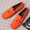 Летняя мода оранжевые туфли-лоферы мужские повседневные удобные замшевые кожаные туфли мужские низкие туфли для вождения мужские туфли на плоской подошве размер 38-46