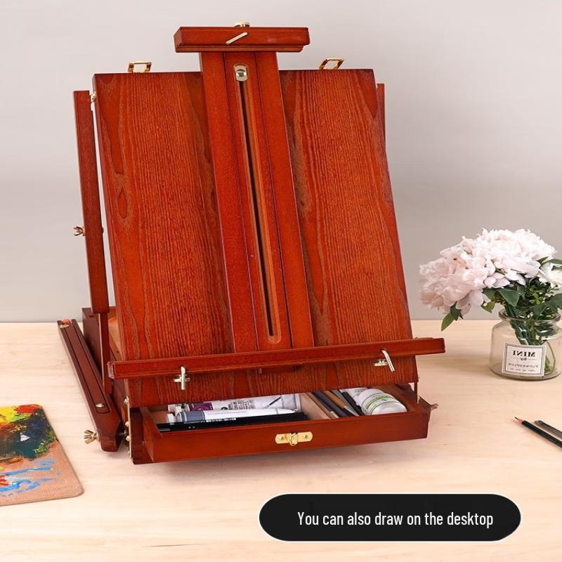 Oil Painting Set with Wooden Trolley Easel Box
