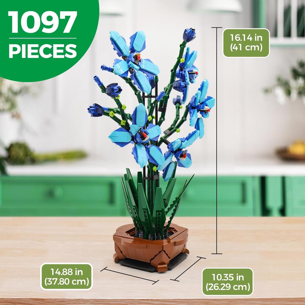 Набор блоков цимбидиума HIUME, 1097 деталей, высота совместима с Lego Flowers и основными брендами, креативные строительные блоки для самостоятельного изготовления, игрушка, подходящая для детей