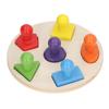 Wood Shape Puzzle Educational Colorful Early Learning Skill Development Round Board Multi Shape