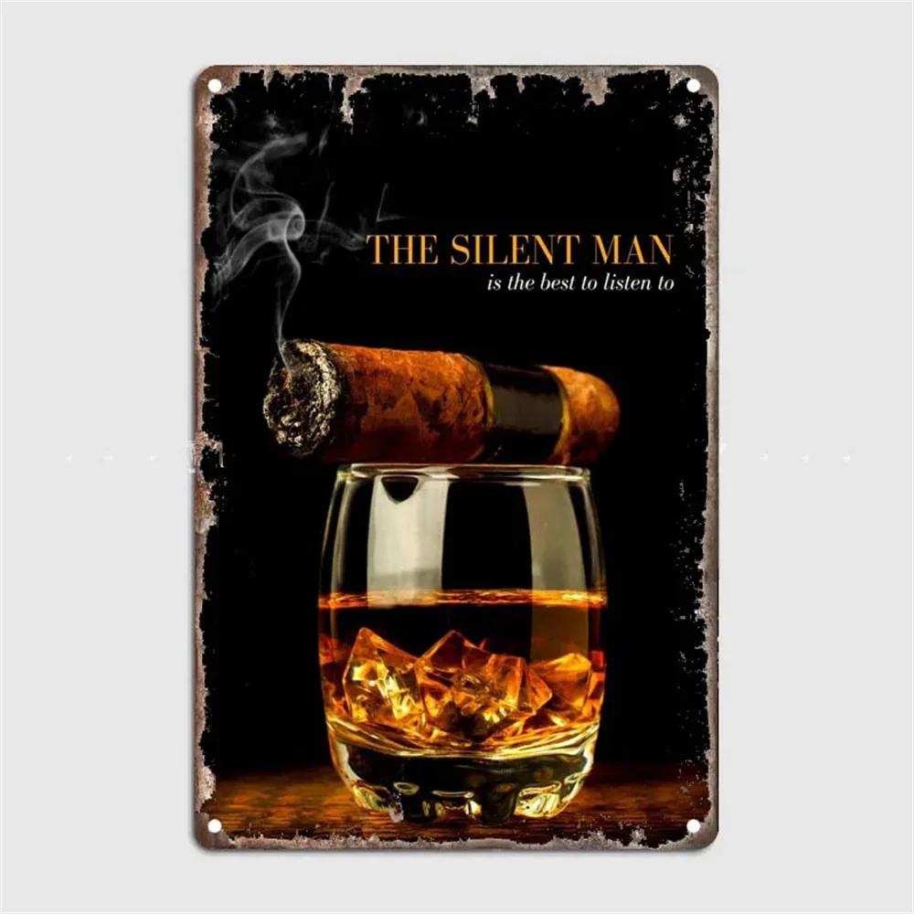 Винтажный постер Виски Сигара Металлическая жестяная табличка Ретро Декоративные тарелки Для Гаража Клуба Мужской пещеры Бара Отеля Кафе Настенный декор