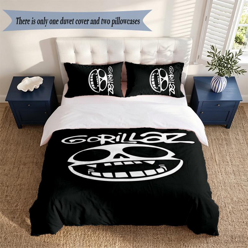Gorillaz 3‑Piece Bedding Set Soft Microfiber Duvet Cover Pillowcases Comfortable Bed Linen for Bedroom Decoration