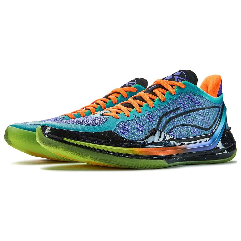 Баскетбольные кроссовки LiNing Blade 4 V2 Parrot Shock Absorbing Non-Slip Lightweight Rebound Low-Go для мужчин, баскетбольные кроссовки Purple Green ABAU037-6