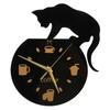Kitchen Wall Clock Coffee Cat 3D Effect Durable Acrylic Mute Movement Frameless Design Waterproof