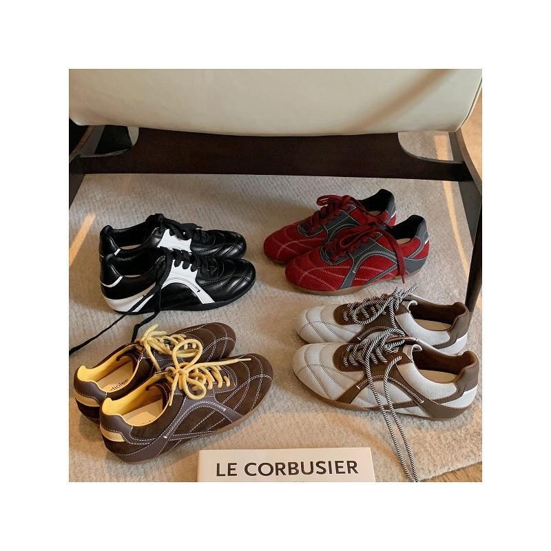 Версия из коровьей кожи~ виноградный ма увеличение внутренней высоты 3 см модная цветовая гамма шнуровка круглый носок вставки немецкие тренировочные туфли женские повседневные спортивные