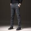 2024 Осень и зима Новые высококачественные потертые деловые повседневные брюки для мужчин Модные клетчатые длинные брюки