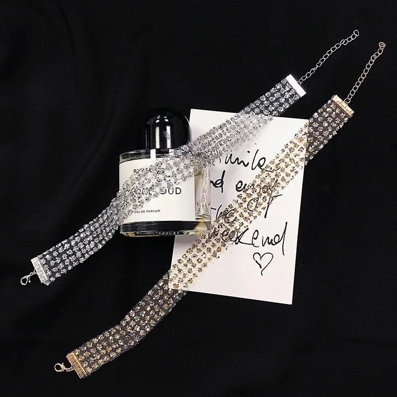 Женские украшения на шею, сексуальный короткий ободок, украшение на шею, новое модное невидимое ожерелье с блестками, чокер, цепочка на ключицу