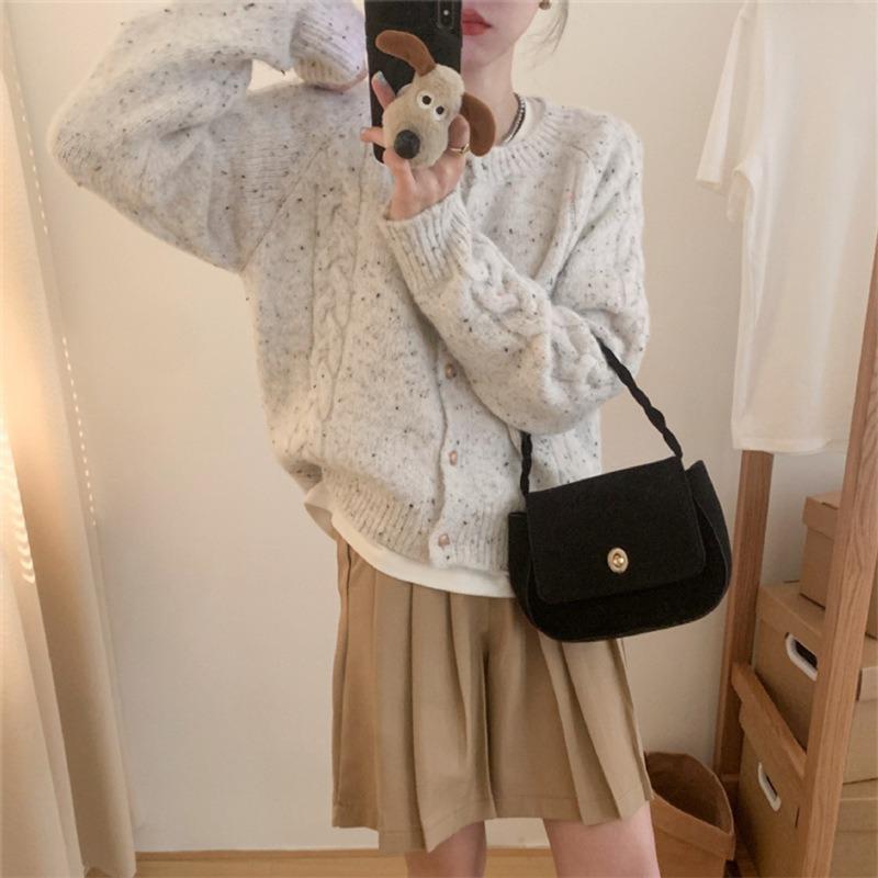 Осень и зима новый ретро твист мягкий восковой свитер куртка женский нежный ветер цветок нить вязаный кардиган топ