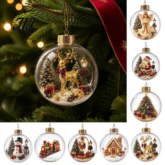 Decorative Ornaments for Home Christmas Story Ornament, Acrylic Hanging Angel Santa Claus Festive Party Supplies Candy House Designs, Ball Shape
