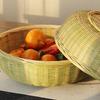 Bamboo Weaving Handmade Basket with Base - Multi-purpose Fruit, Snack, and Mantou Holder
