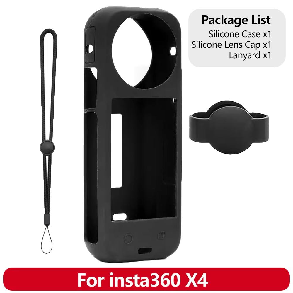 Accessories for Insta360 X4 Silicone Case Lens Cap Frame Mount Lanyard Pouch Holder Screen Protectors Action Camera Parts Bundle