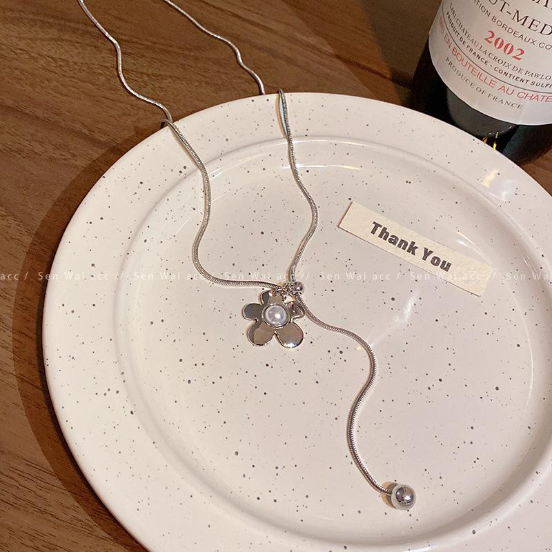 Ожерелье-пуловер из камня тигровый глаз с цветком любви, женская длинная цепочка для свитера, простое повседневное ретро сочетание