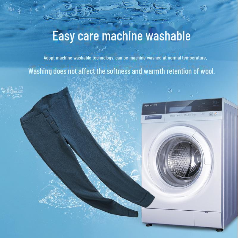 Мужские брюки с высокой талией из смеси хлопка и шерсти для магнитной терапии — утолщенные, отшлифованные, пригодные для машинной стирки, для тепла осенью/зимой.