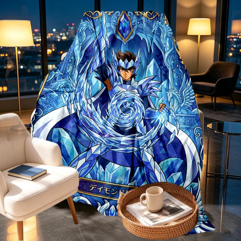Saint Seiya Print Blanket - Soft & Comfortable, for Bedroom, Travel, Sofa, Home Decoration - Birthday Christmas Gift for Friend